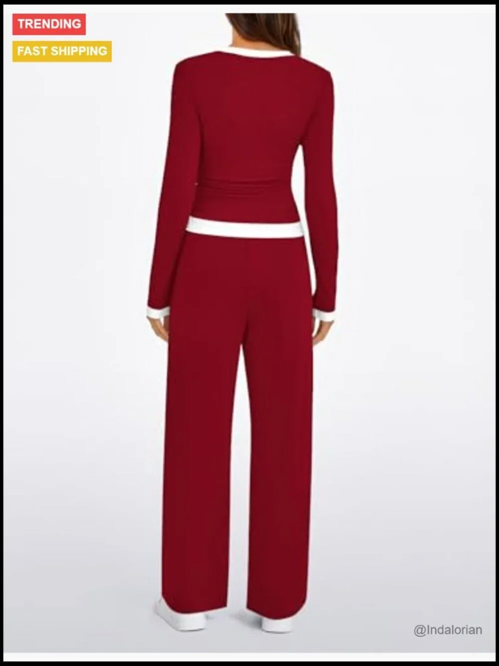 Rayon Lounge Set Long Sleeve Top Wide Leg Pants Matching Outfit